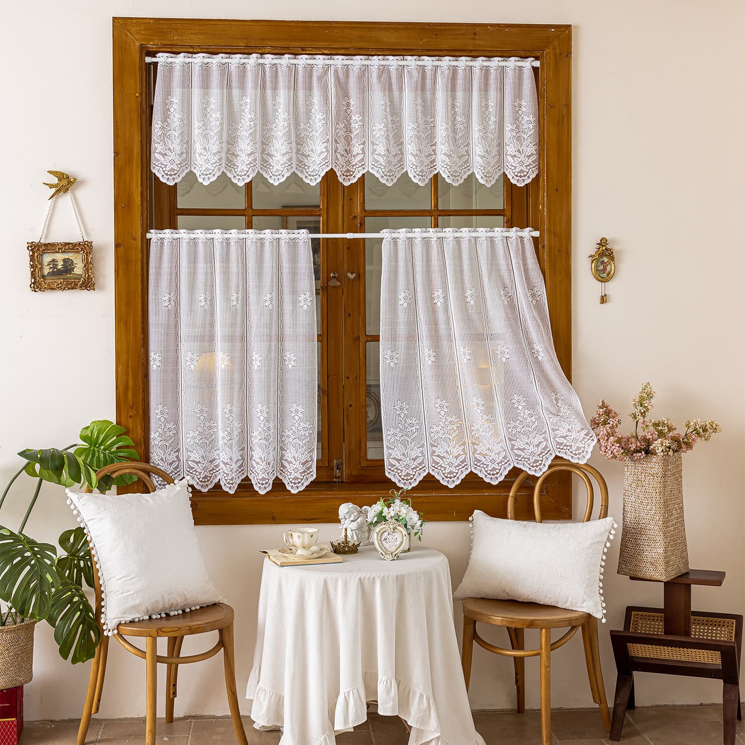 Cross-border modern simple American European style short curtain small curtain kitchen curtain warp knitted gauze curtain rod Japanese short curtain spot batch