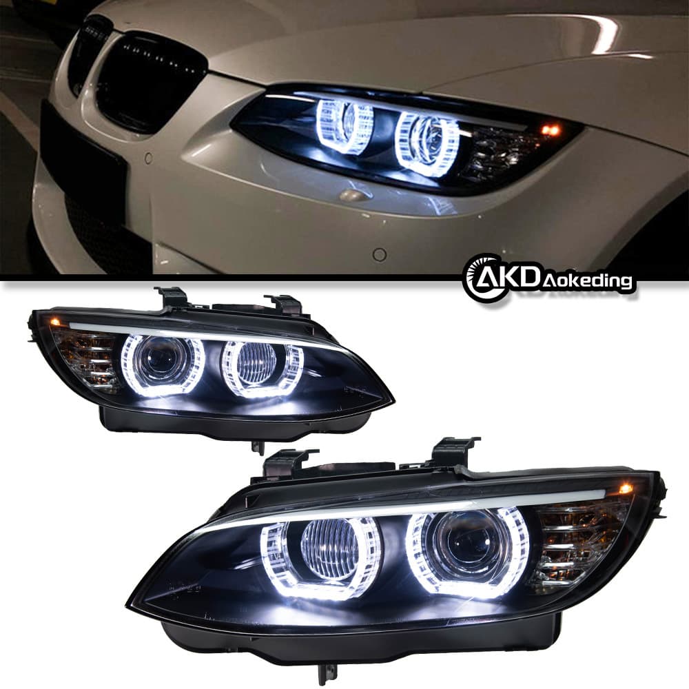 Dedicated Headlight Assembly for 2006-2012 BMW E92 E93, LED Modified Daytime Running Light Turn Signal Angel Eye Light