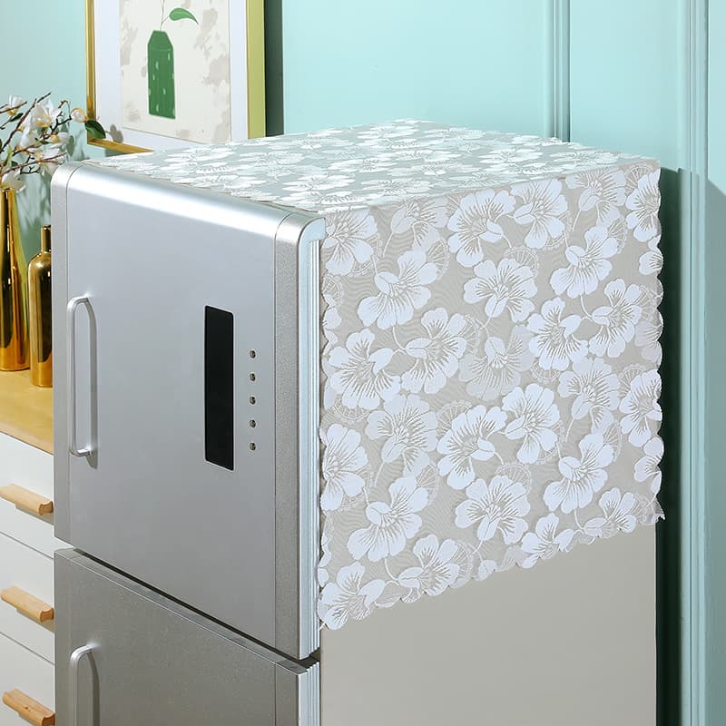 2026 Solid Color Warp Knit Hollow Refrigerator Cover Cloth, Home Decorative Washing Machine Cover Cloth, Single Door Double Door Dustproof