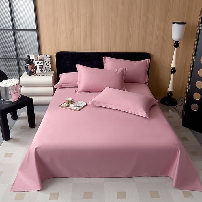 [Enjoy] Skin-Friendly Soft Feel Solid Color Suitable for Naked Sleep Single/Double Bed Sheet - Multiple Colors