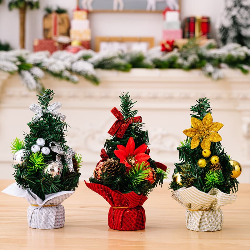 Christmas tree 20CM mini desktop ornaments children's plastic gifts diy gift small Christmas decorations