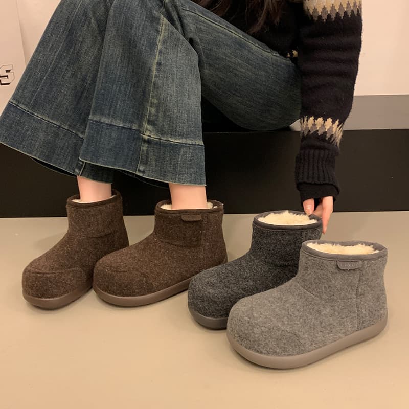 Meita Retro Snow Boots Women 2024 New Winter Slip-on Anti-Slip Extra Thick Warm Women's Shoes Ugly-Cute Cotton Shoes