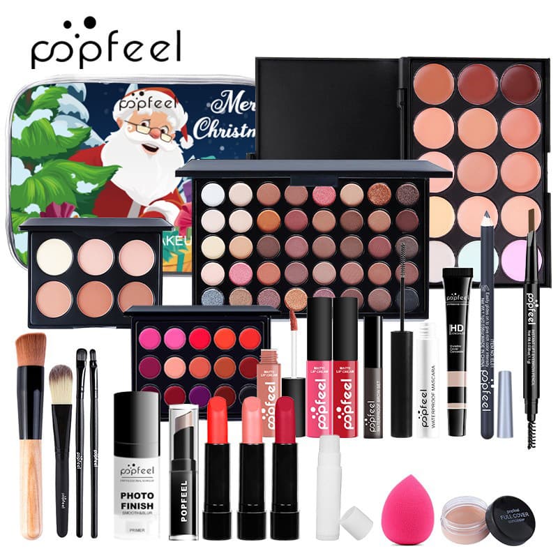POPFEEL Cross-border Makeup Set Eyeshadow Lipstick Eyebrow Pencil Beginner Combo Set Cosmetics Beauty Gift Box