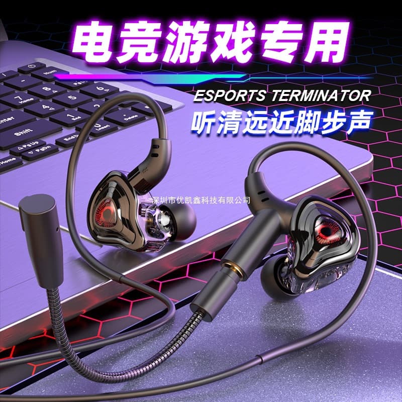 Gaming Earbuds Wired In-Ear with Microphone 2-in-1 Type-C Interface for PC PUBG Dedicated Headset