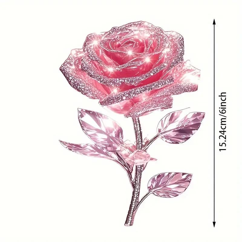 Cross-border Car Sticker Creative Design Cartoon Sparkling Crystal Rose Vinyl Decal Car Sticker