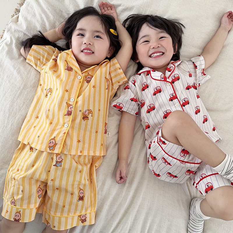 New Korean style summer short-sleeved pajamas, home clothes for boys and girls, small and medium-sized children and babies can be worn outside, category A loose suit 5