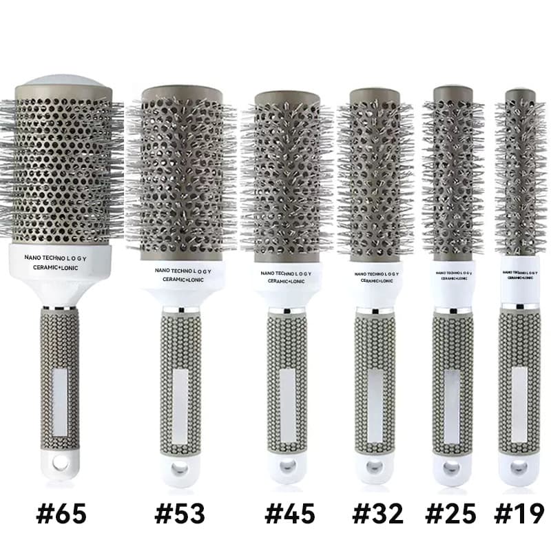 In Stock Ceramic Aluminum Barrel Roller Hair Brush Volumizing Blow Dry Brush Curling Hair Straightening Styling Round Brush