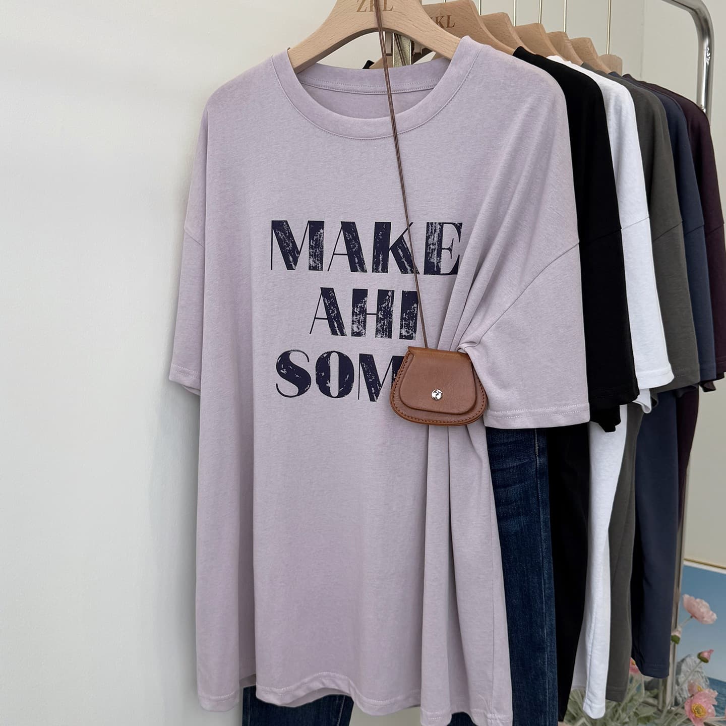 Paired with shark pants, mid-length T-shirt to cover butt, large version short-sleeved 2025 summer snowflake cotton breathable bottoming shirt for women