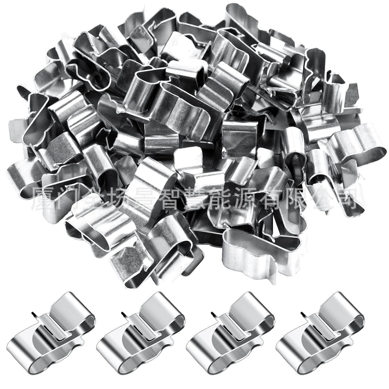 Photovoltaic Wire Clamp Stainless Steel Cable Clamp 4mm² 2-Wire 50-Pack Fixed Wire Clip Component Buckle Solar Panel Wire