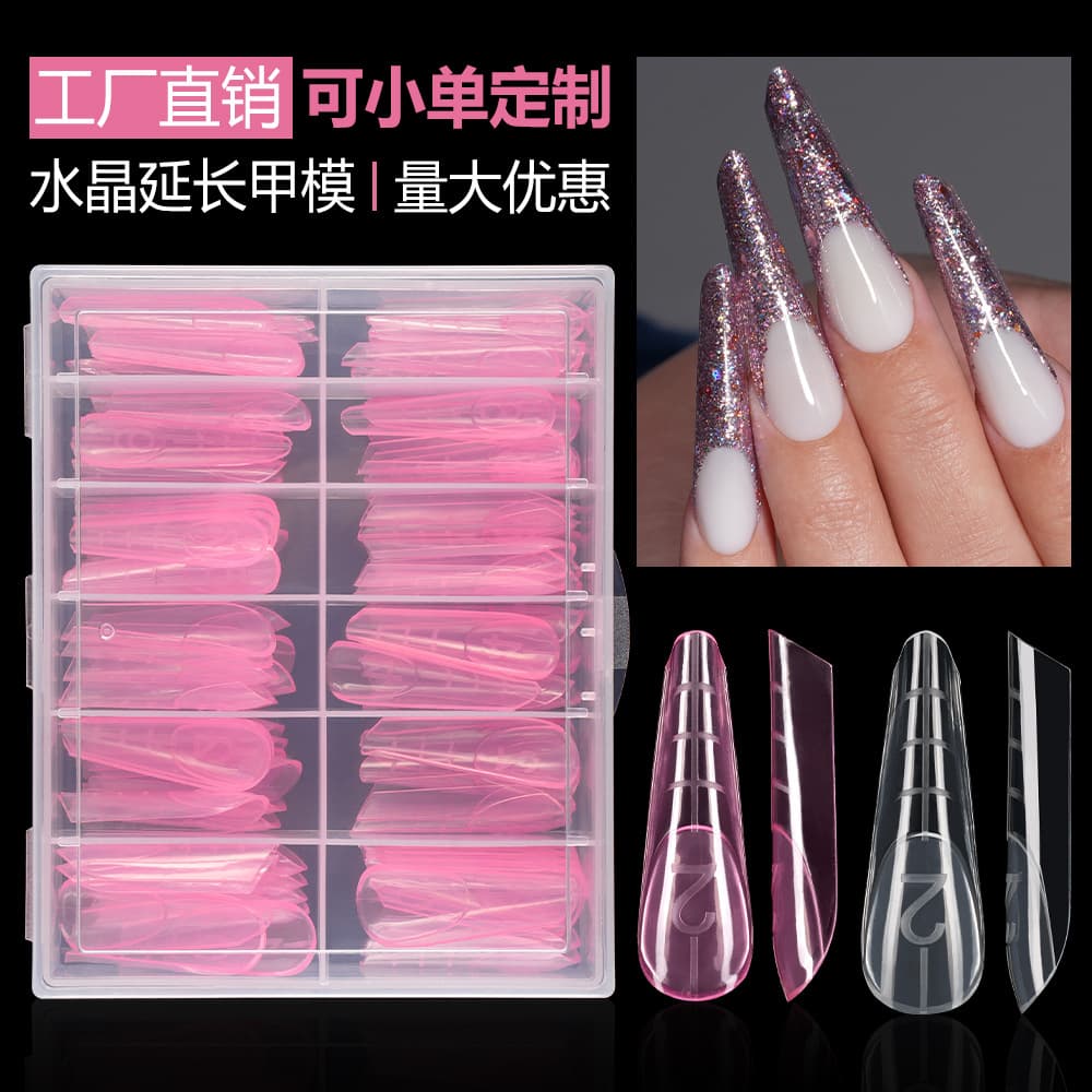 Cross-border Crystal Nail Molds French Style No Paper Form Quick Gel Extension Nails 120pcs Boxed with Scale Line
