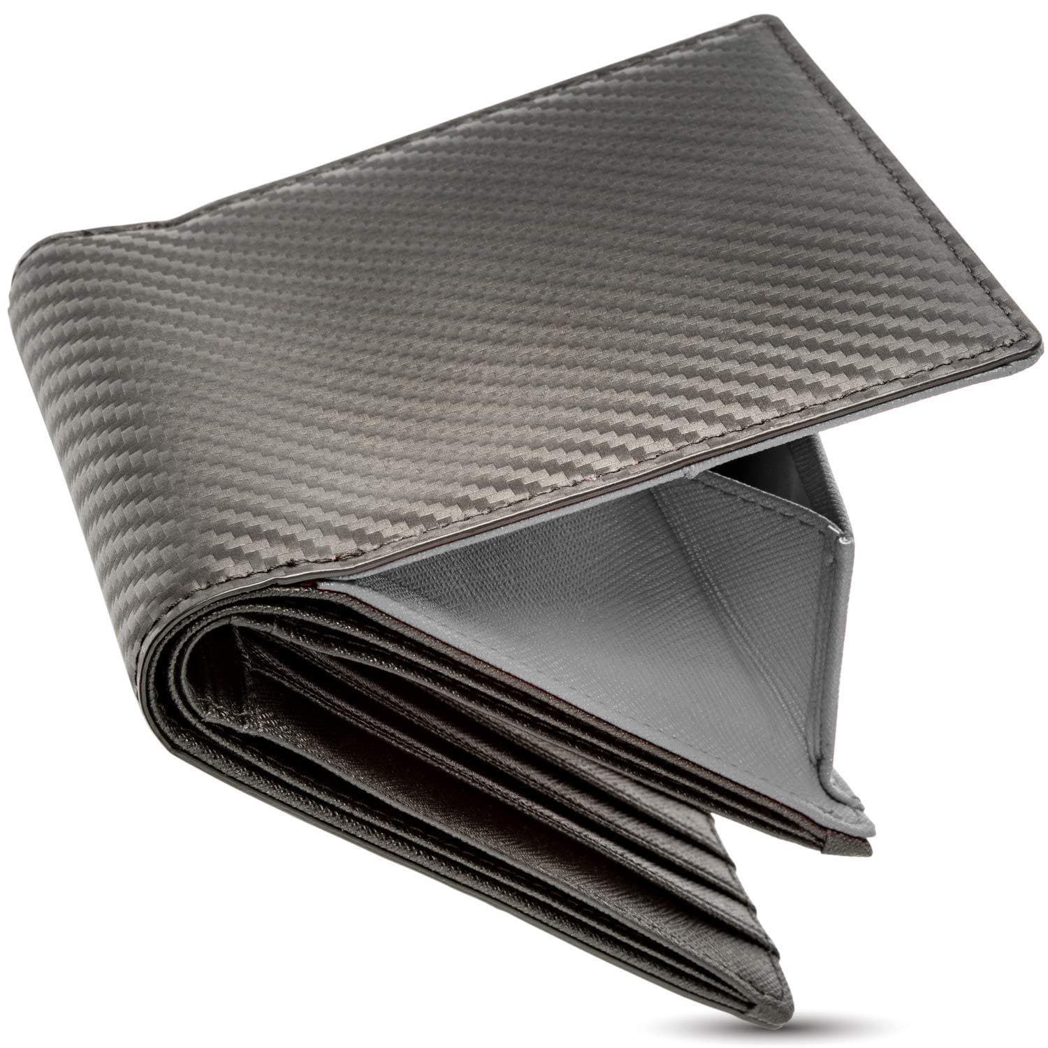 Japanese foreign trade fashion contrasting color genuine leather carbon fiber wallet creative multifunctional coin bag coin bag Japanese wallet