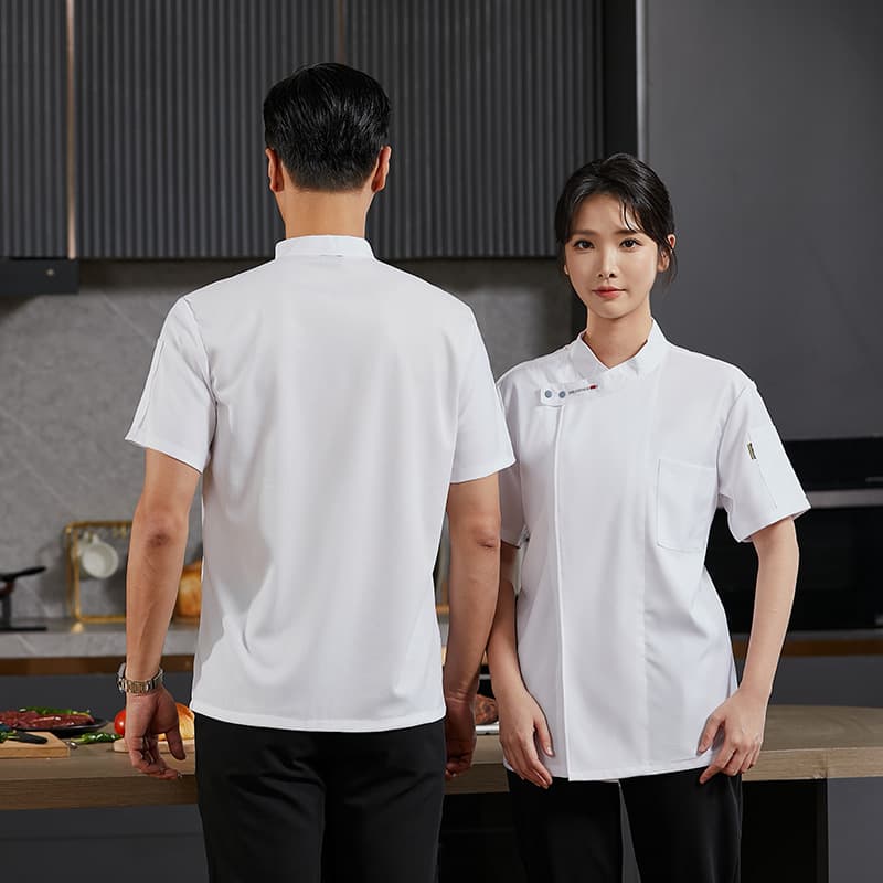 Catering chef work clothes men's short-sleeved breathable summer thin Western restaurant hotel baking clothing