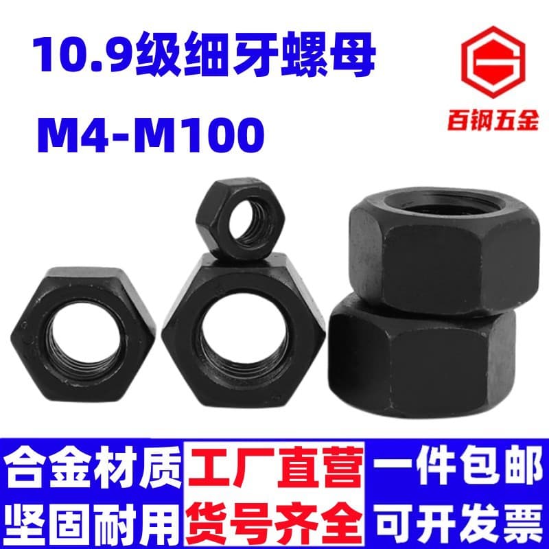 Grade 10.9 Fine Thread Nut Fine Pitch Hex Nut M8 M10 M12 M14 M16 M20 M24 M30 M36-M64