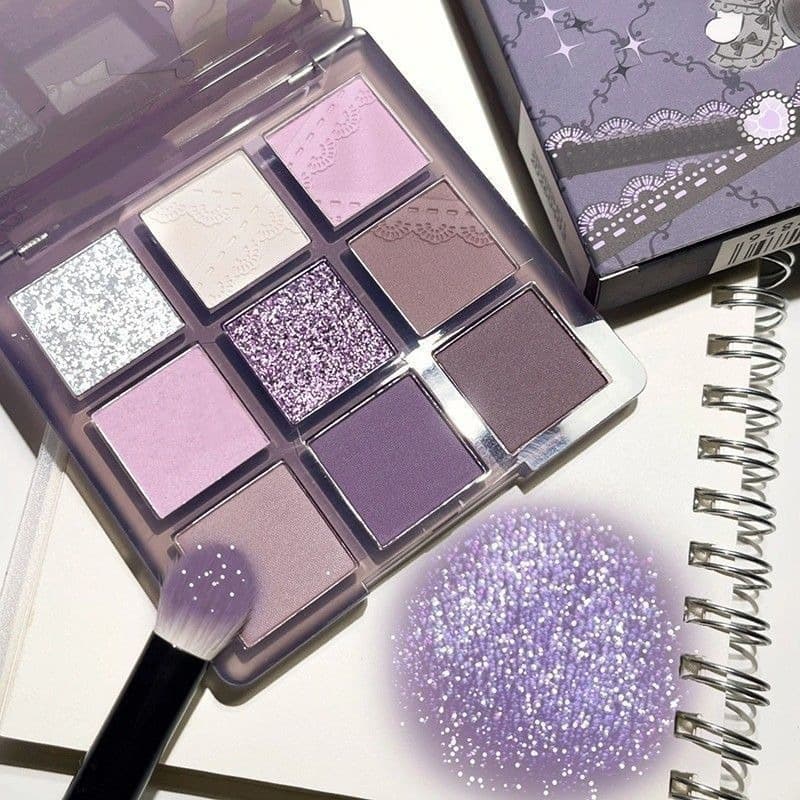 Girl's Dream Nine-Color Eyeshadow Palette Pearlescent Matte Fine Glitter Smoky Gray Purple Hot Girl Pure Lust Eyeshadow