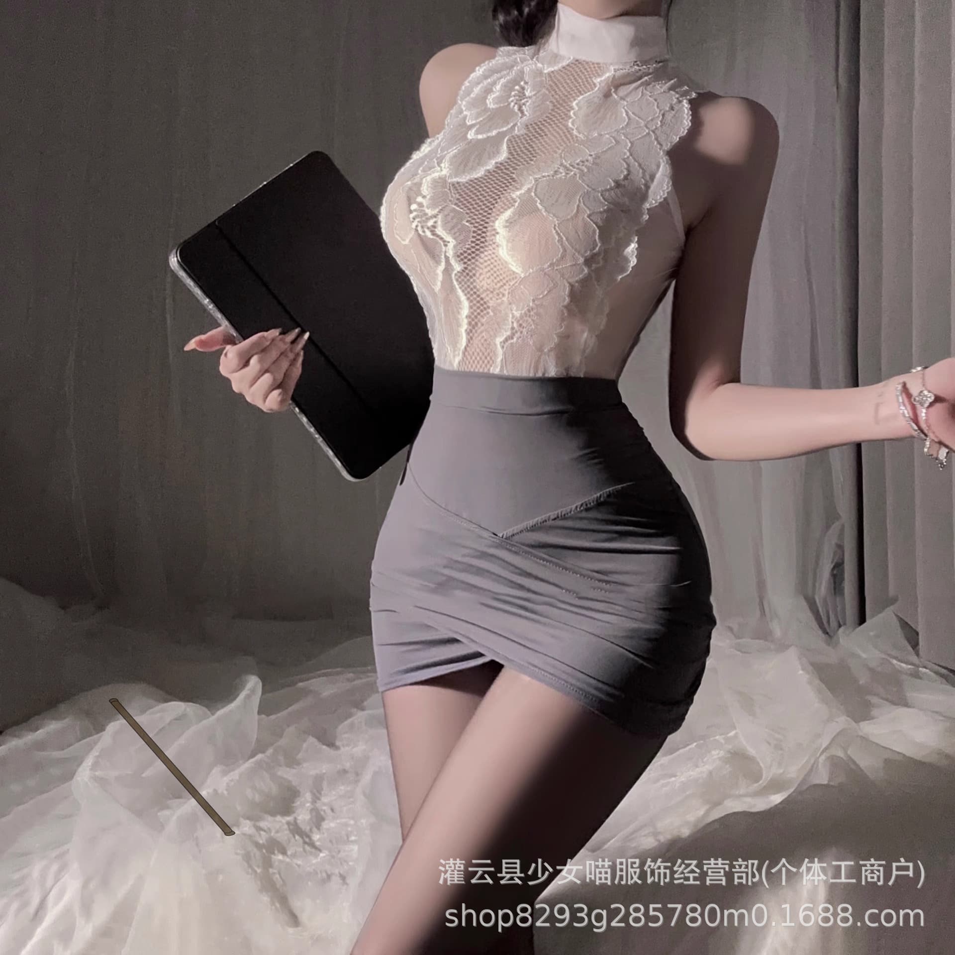 Charming Girl Plus Size Secretary Sister Pure Desire Lace Hollow Out Mature Bodycon Date Sleepwear Temperament Uniform Hot Style