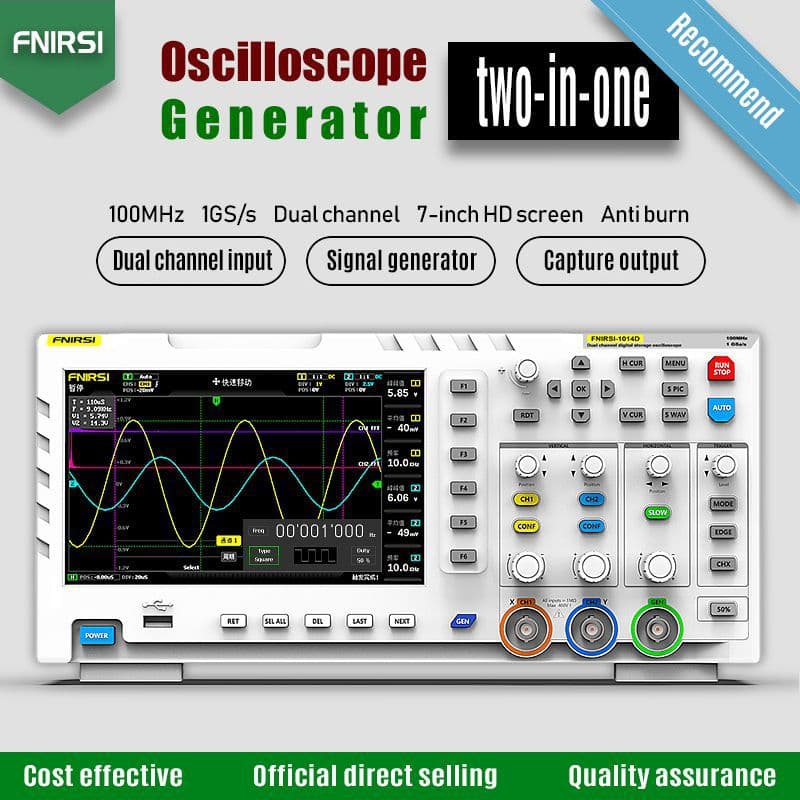 FNIRSI 1014D Digital Storage Oscilloscope 100MHz Dual Channel Oscilloscope Signal Generator