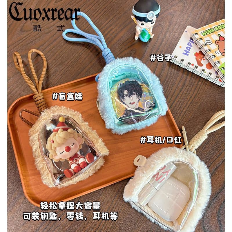 Original Plush Transparent Storage Bag Mini Cute Coin Purse Canvas Earphone Bag Storage Hanging Bag