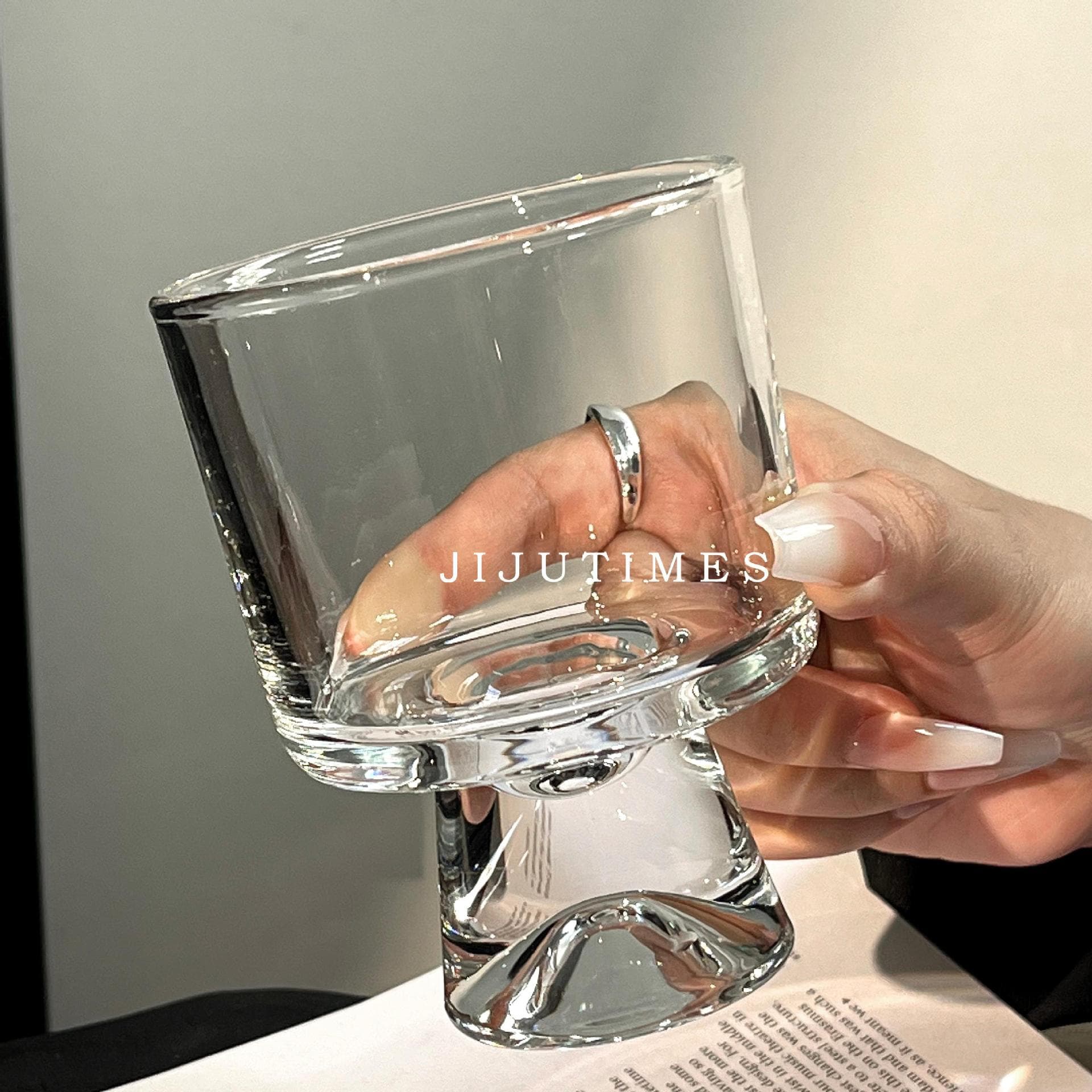 Pink Mountain Glass Cup Tumbler High-End Niche Creative Stemmed Coffee Cup Drink Cup Juice Cup Wine Glass