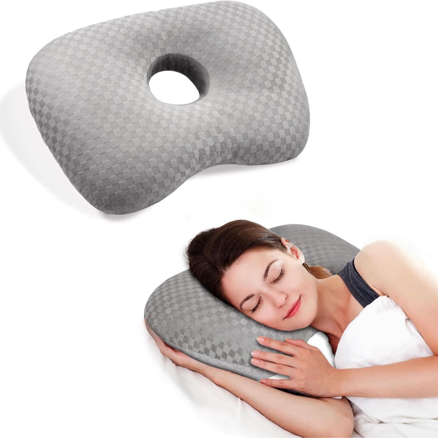 Piercing Pillow with Ear Hole, Ear Pain Side Sleeping Pillow, Ear Protection Pillow, Side Sleeper Pillow, Piercing Pillow