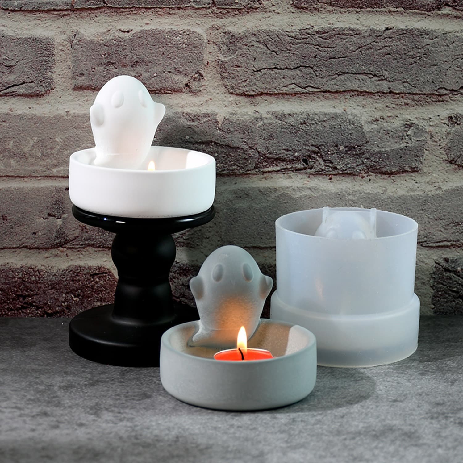 DIY New Halloween Floating Ghost Candle Holder Mold Scented Candle Ornament Mold Cross-border Hot Sale