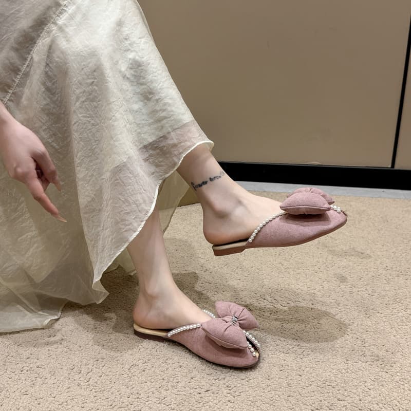 Fairy Soft Sole Korean Style Beautiful Bow Toe-Cover Slippers Women Summer Fashion Outdoor 2026 New Gentle Chic