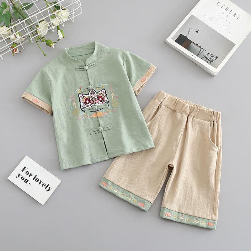 Boys' Hanfu Summer New Chinese Style Set Retro Baby Tang Suit Summer Ancient Style Children Ancient Costume Lightweight Chinese Style