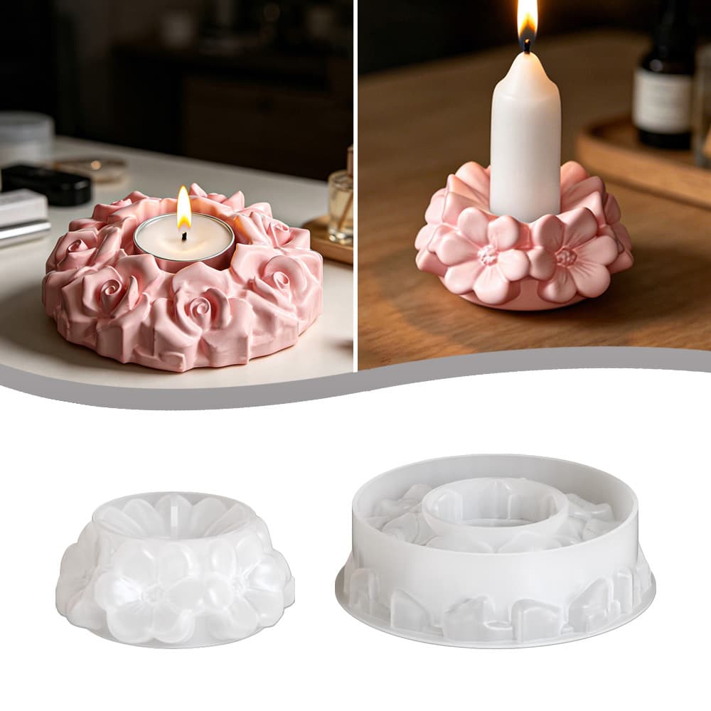 Cross-border hot selling rose candle holder silicone mold DIY cherry blossom cluster garland candle holder aromatherapy candle holder mold