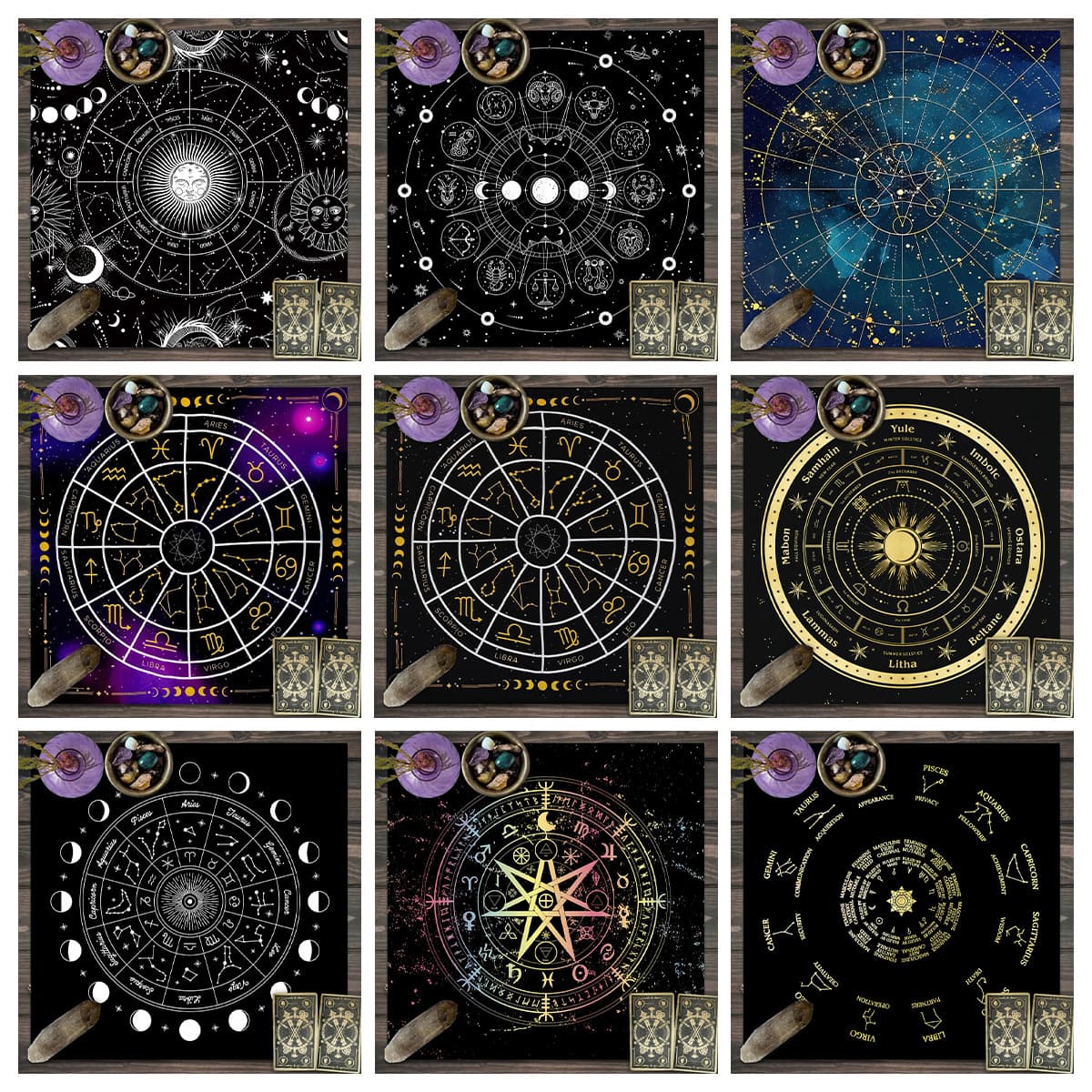 Tarot Tablecloth Mysterious Starry Zodiac Tarot Game Decorative Table Mat Card Game Push Card Decorative Table Mat