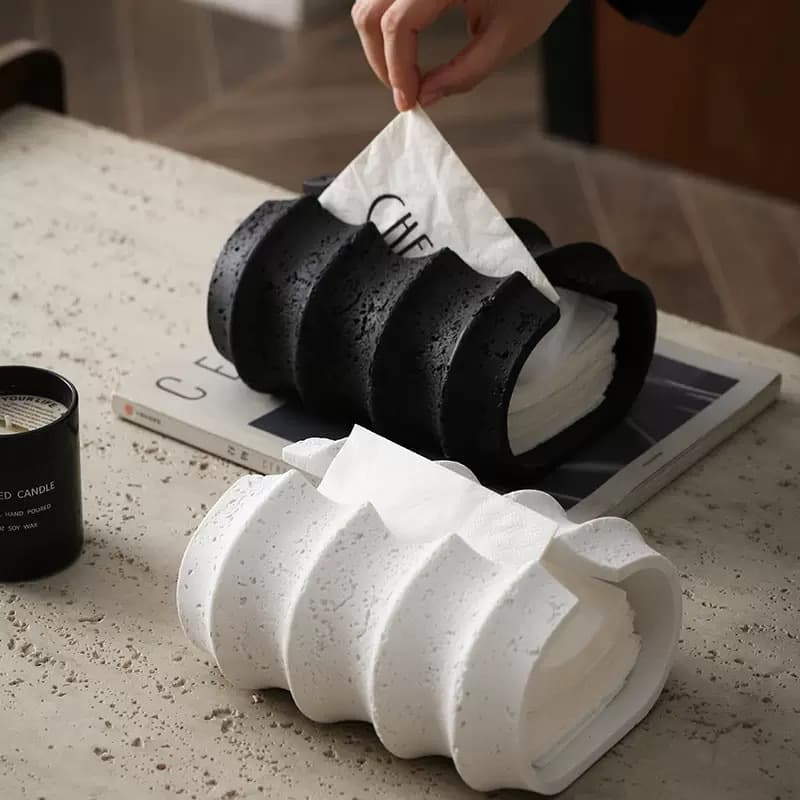 Modern High-End Light Luxury Minimalist Tissue Box - Showroom Living Room Entryway Desktop Tissue Box Resin Factory Direct Supply