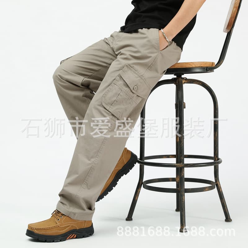 Spring and Autumn Casual Pants for Middle-Aged Men, Dad Style, Long Pants, Loose Fit for Seniors, Plus Size Work and Sports Pants