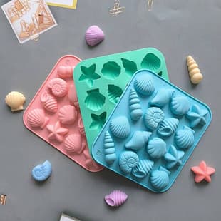 16-Cavity Shell Chocolate Silicone Mold Starfish Sea Animal Shape Candy Pudding Cake Decoration Mold