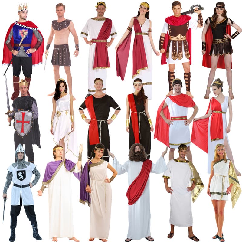 Adult male medieval Spartan warrior war king prince clothes ancient Roman parliamentarian Greek goddess princess dress up