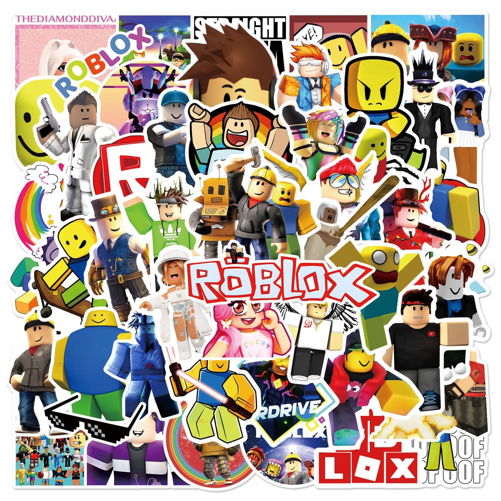 50 Pieces ROBLOX Game Graffiti Stickers, Waterproof Non-Repeating Stickers for Skateboards, Helmets, and Thermos Cups