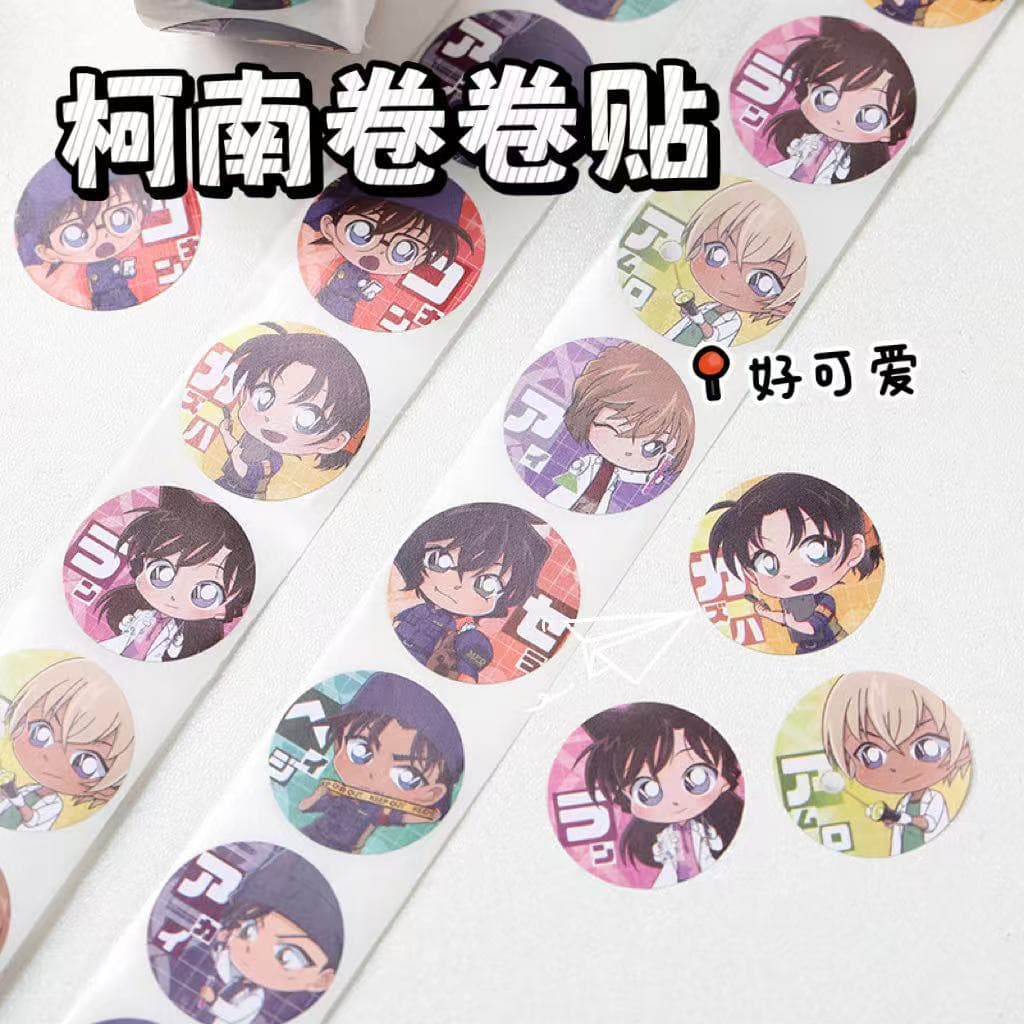 Conan Science Exhibition Avatar Roll Sticker Detective Conan Ran Cartoon Cute Anime DIY Sticker Seal Sticker