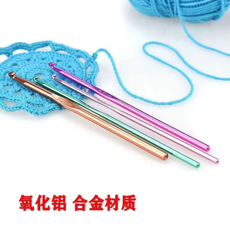 Colored anodized aluminum crochet hooks, high-grade metal handmade yarn, thick complete DIY knitting tools, multi-functional