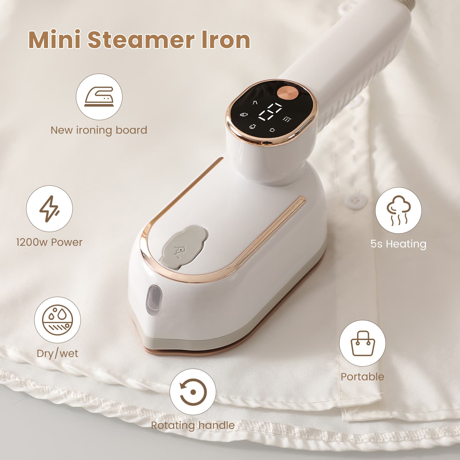 Factory new handheld garment steamer, portable rotating electric iron for home use, high-power foldable ironing machine.