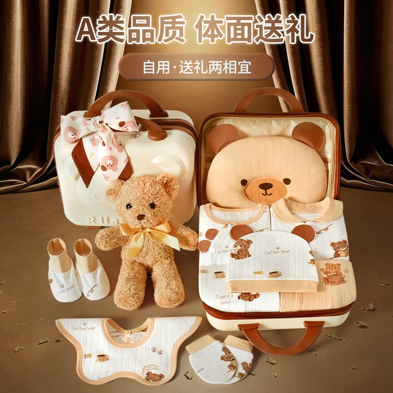 Newborn baby clothes gift box set summer full moon baby birth meeting gift pregnant women pure cotton set box high-end