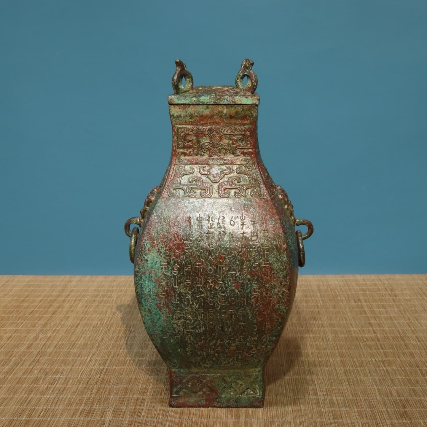 Antique bronze bronze pot ornaments crane spread wings round pot home ornaments gifts living room decoration flower arrangement double tiger