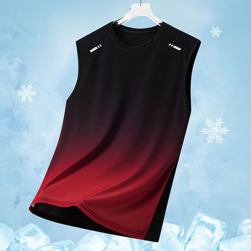 Summer vest men's 2026 new gradient color quick-drying breathable sports training clothes sleeveless running fitness clothes