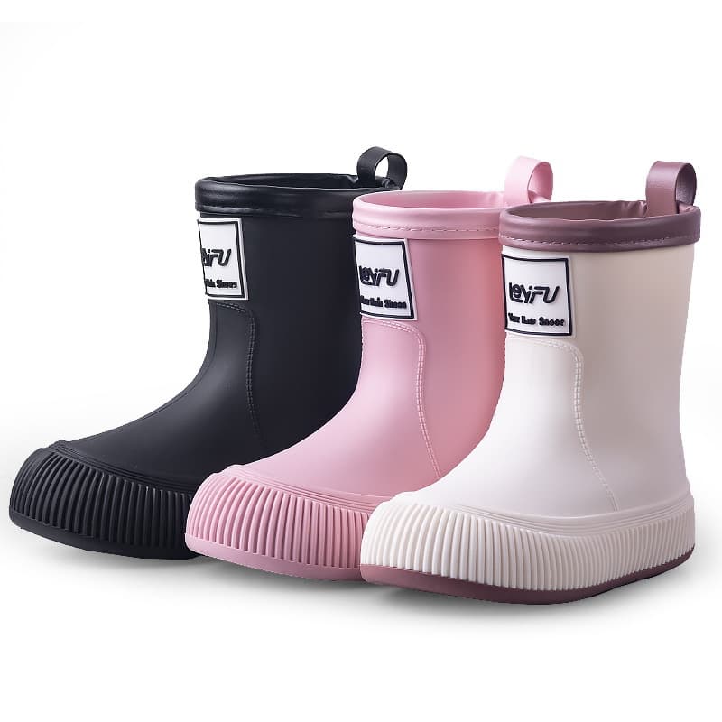 Zhui Xing Zu Medium to Large Children's Mid Rain Boots, Waterproof Drawstring with Removable Cotton Lining, Ready Stock and Drop Shipping Available