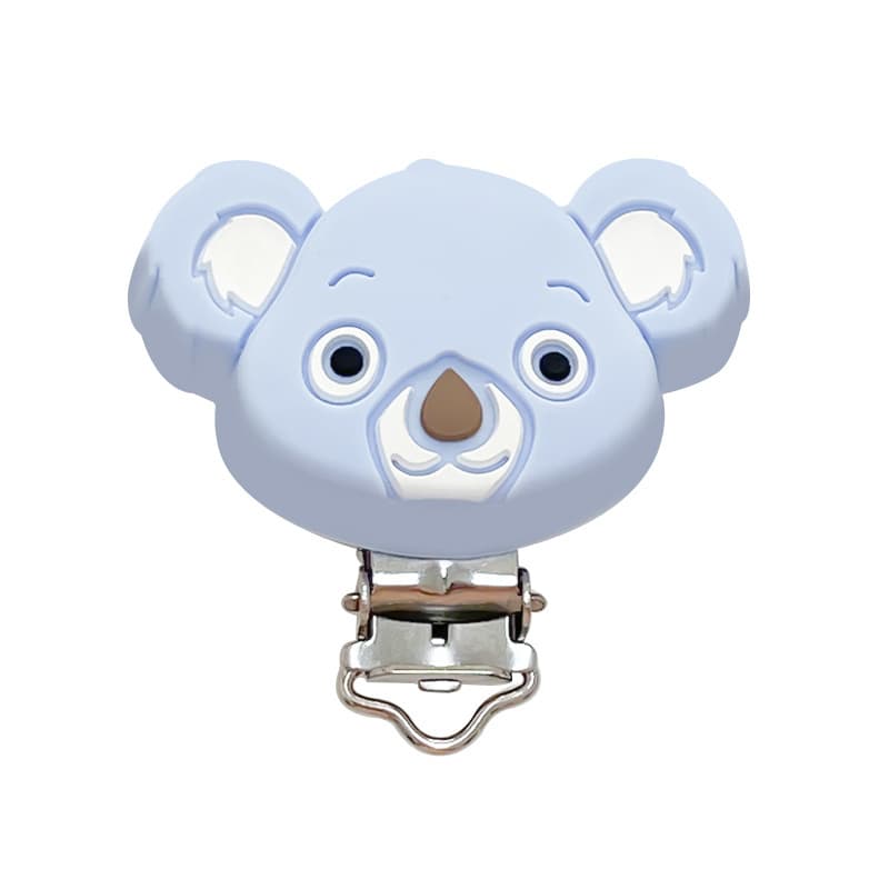 Factory Supply Cartoon Animal Silicone Pacifier Clip Metal Duckbill Clip Baby Soother Accessory
