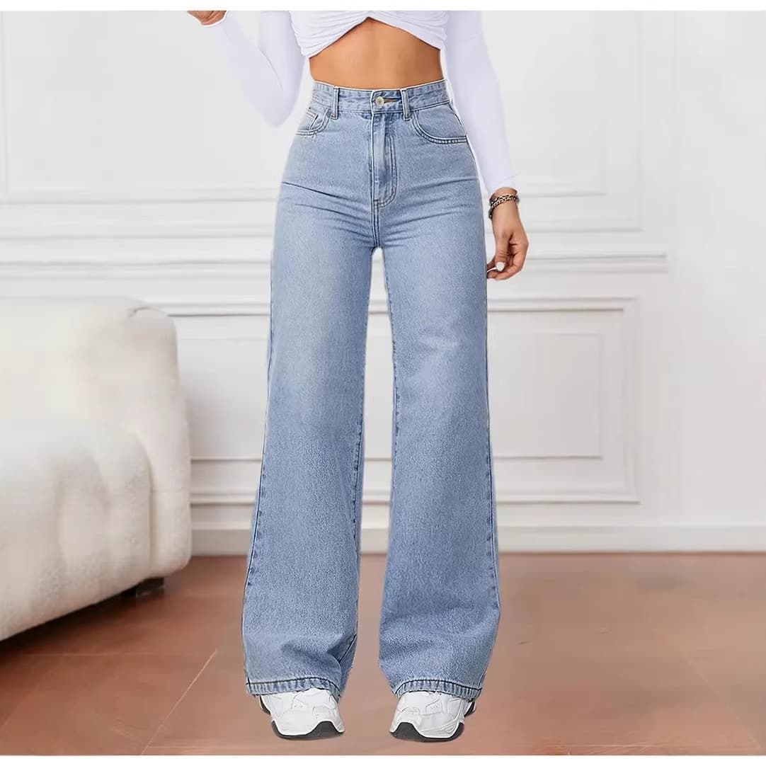 Cross-border Amazon foreign trade washed straight jeans for women summer high-waisted loose commuting fashion versatile straight pants
