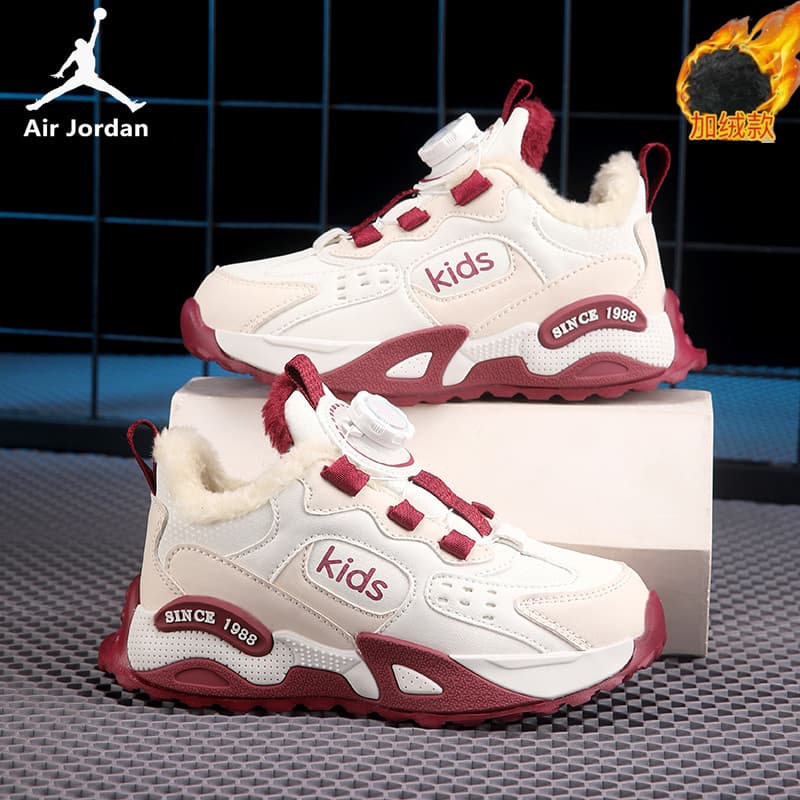 Jordan Children's Sports Shoes Girls Cotton Shoes Warm Winter New Leather Waterproof Running Boys Kids Shoes