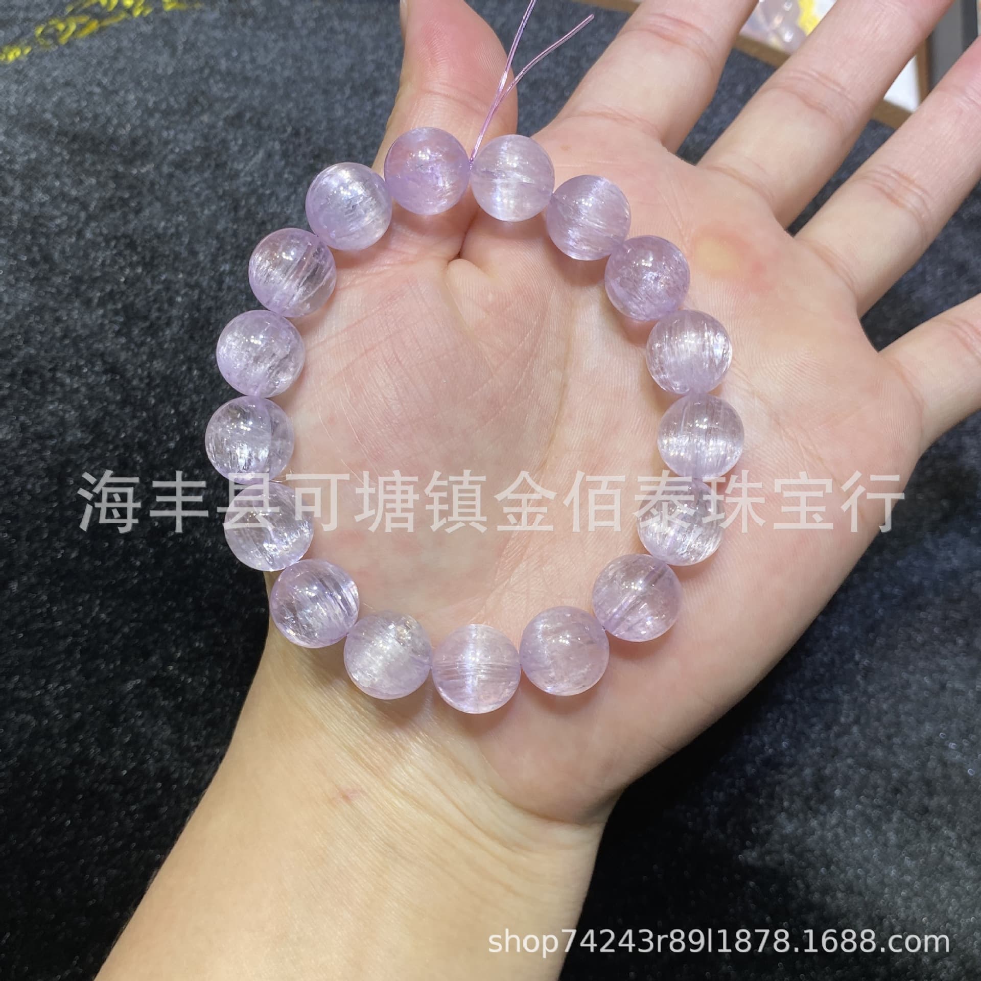 Natural Kunzite Round Bead Bracelet, Translucent Brushed Cat's Eye, Afghan Natural Crystal Queen Kunzite, Best Seller