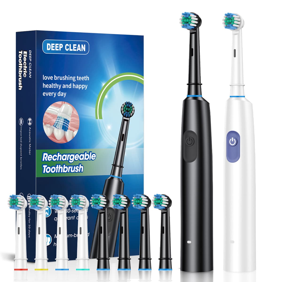 Cross-Border Bestseller All-English 5-Mode Rotating Electric Toothbrush, Soft Bristle, Waterproof, Sonic Charging Toothbrush with Rotating Brush Head