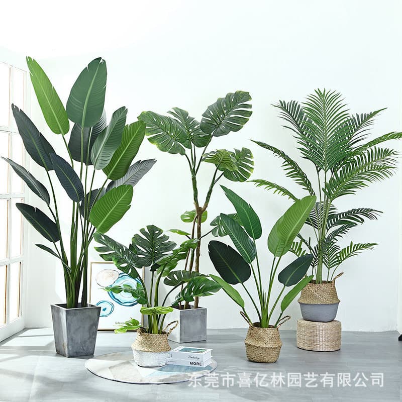 Simulated traveler banana bird of paradise monstera potted plant indoor floor decoration green plant ornaments home high-end fake flowers