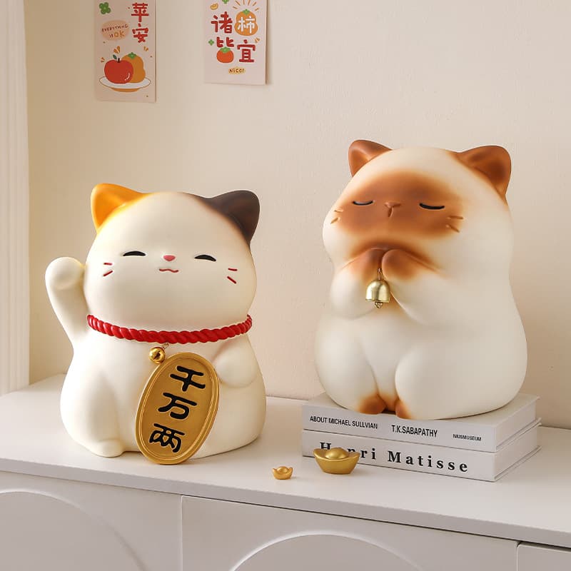 Lucky Cat Coin Bank Desktop Decoration Home Essentials Bedside Table Savings Jar Gift for Kids Birthday Girl