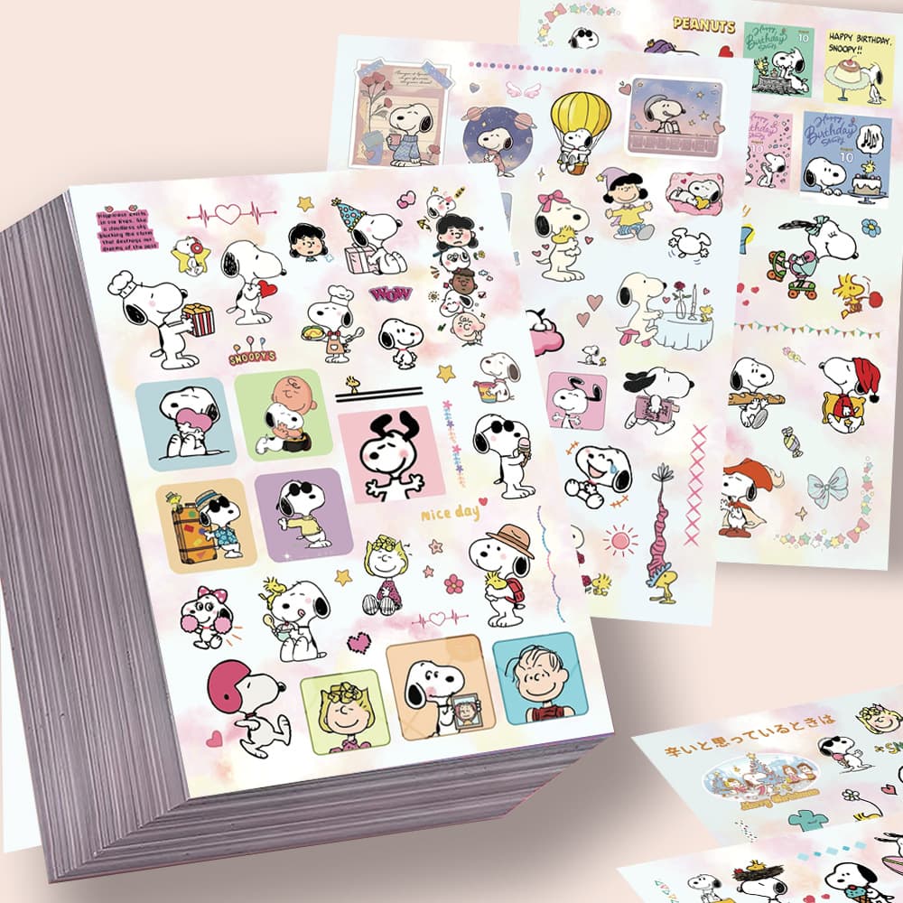8 Sheets Snoopy Cut Film Stickers Charlie Lucy Premium Phone Case Collage Material Waterproof Decals