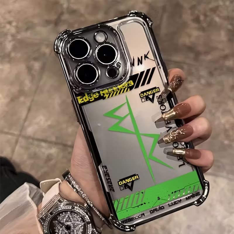 Cyberpunk Four-Corner Airbag Shockproof Protective Case for Apple 15 Pro Max Phone Case iPhone 17 AIR Shell