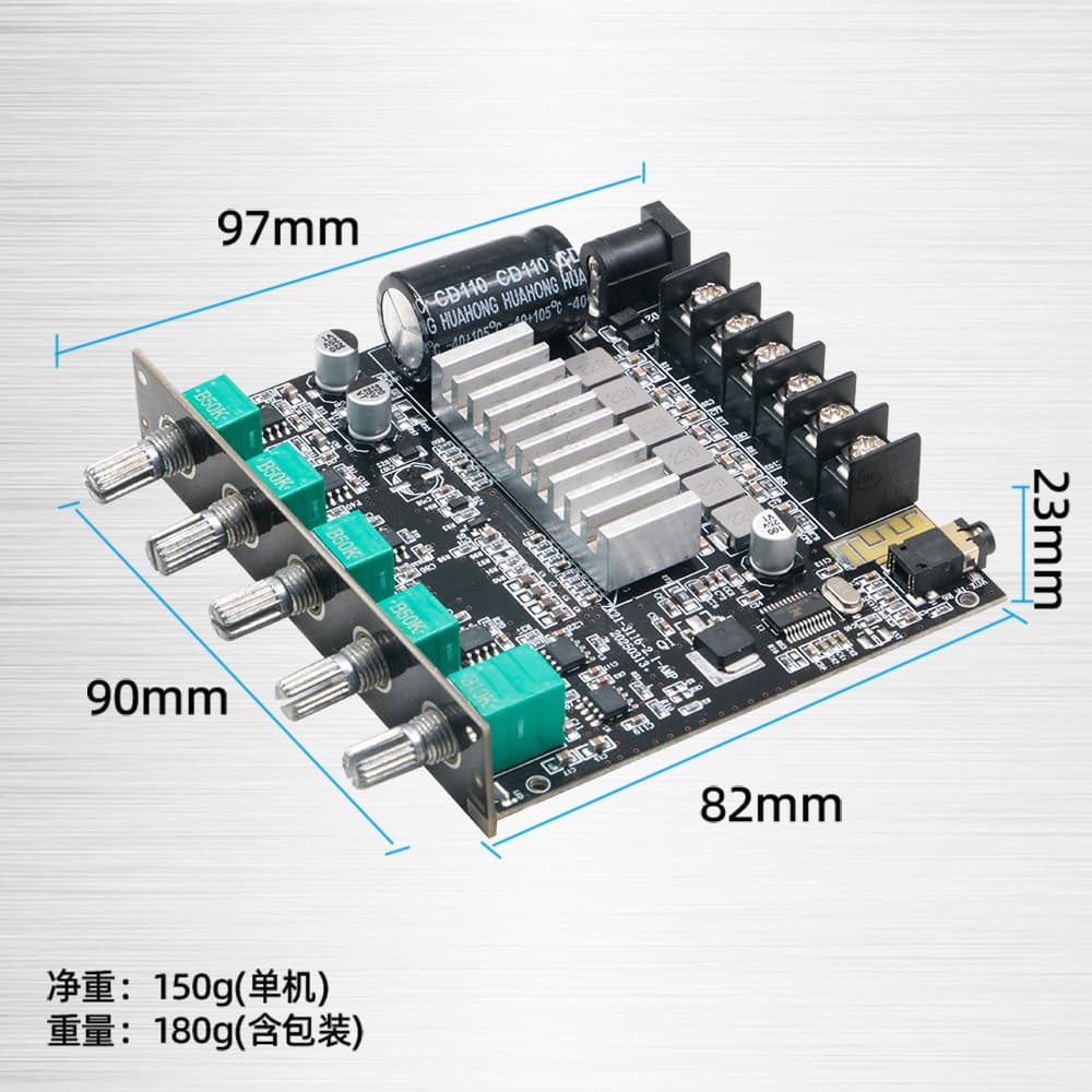 2.1-Channel Bluetooth Digital Amplifier Board with Bass and Treble Adjustment, Super Subwoofer High Power Car Amplifier Module